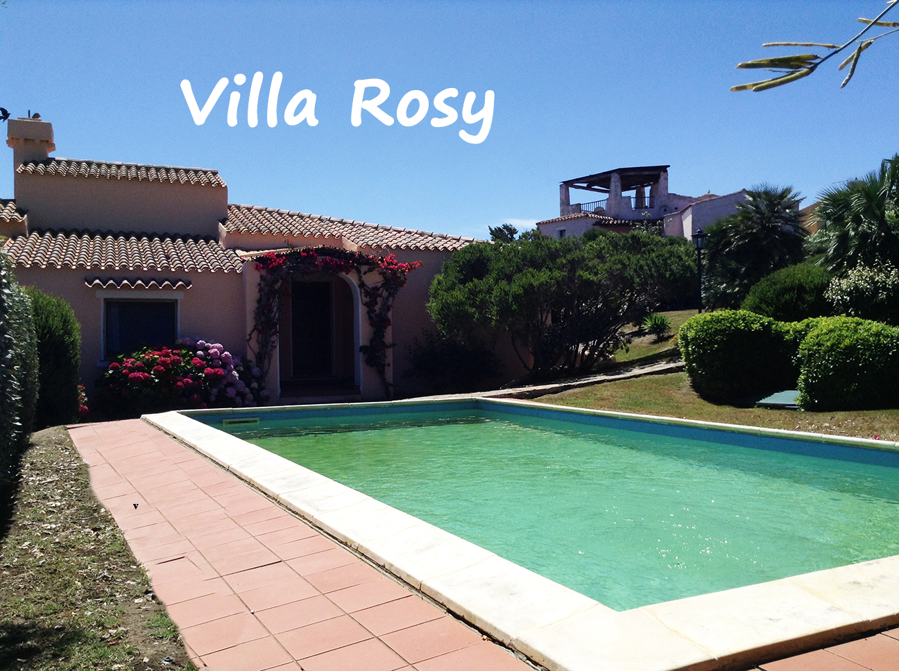 VILLA ROSY: DEIMDETACHED VILLA TO RENT FOR SUMMER HOLIDAYS. IT IS ON 2 LEVELS, WITH OWN PRIVATE GARDEN AND SWIMMING POOL.IT ACCOMMODATES TILL 6/7 PEOPLE,AND IT HAS 3 DOUBLE ROOMS (1 IS IN THE MEZANINE),1 BATHROOM, KITCHEN, DINING/LIVING ROOM, VERANDAS AND A TERRACE WITH SEA OVERVIEW!